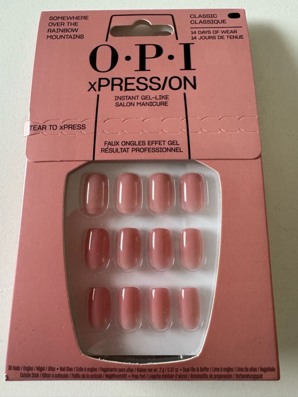 OPI xPRESSION Classic Pink Orange Press-On Nails